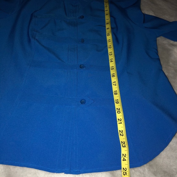 Kathy Che Blouse Bright Blue Front Detail Top - Picture 8 of 9